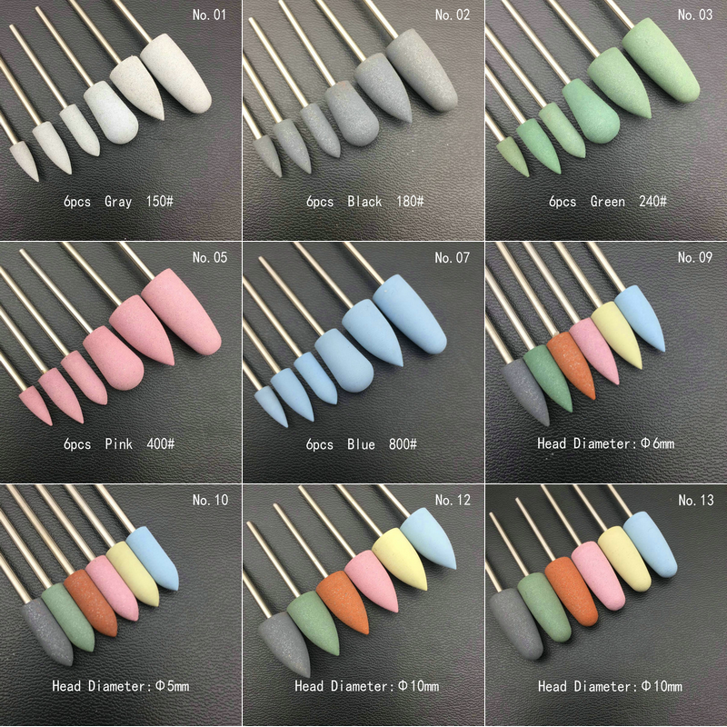 Power Tools Total - 6pcs/set Rubber Silicon Nail Drill Milling