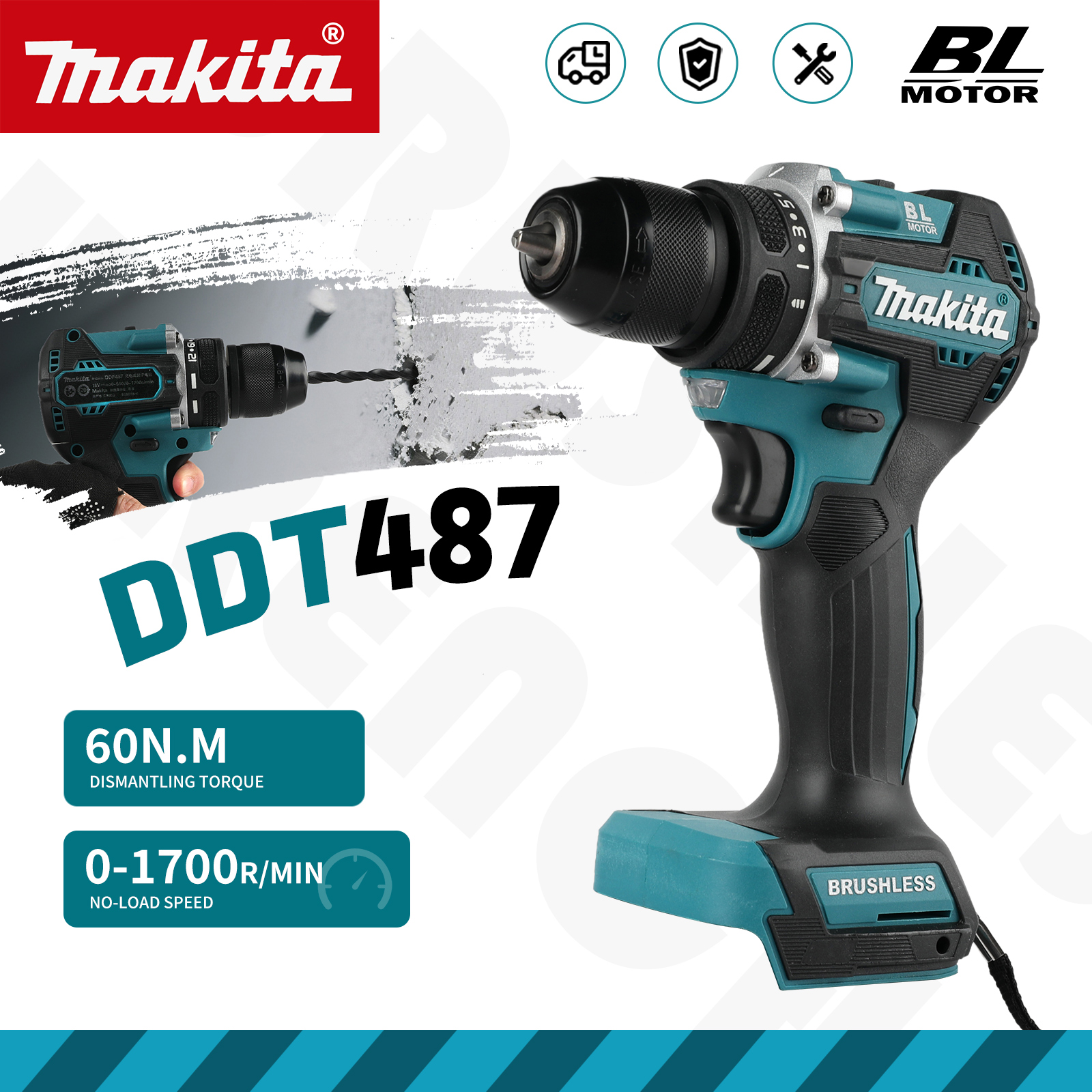 Power Z Tools - Makita DDF487 Professional Drill Driver 60N·m