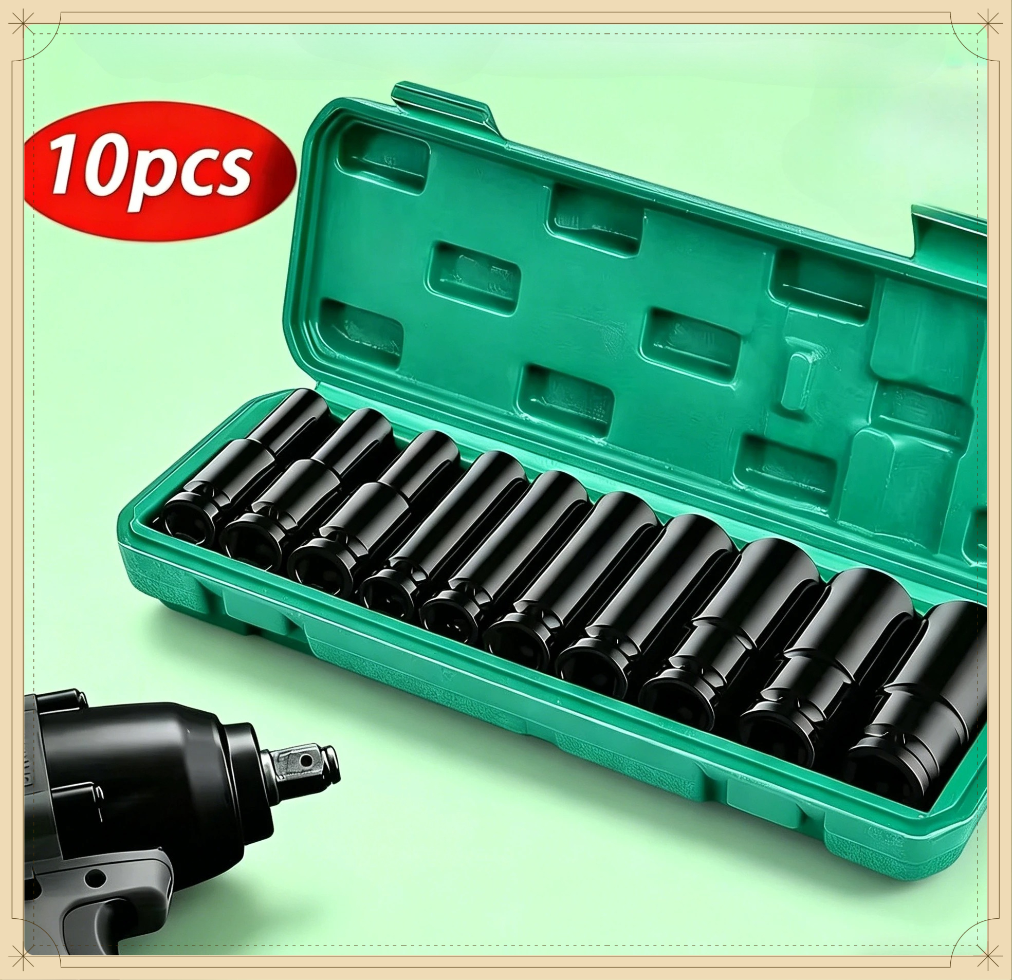 Power Tools Pneumatic - 10PCS Metric Impact Socket Wrench Set