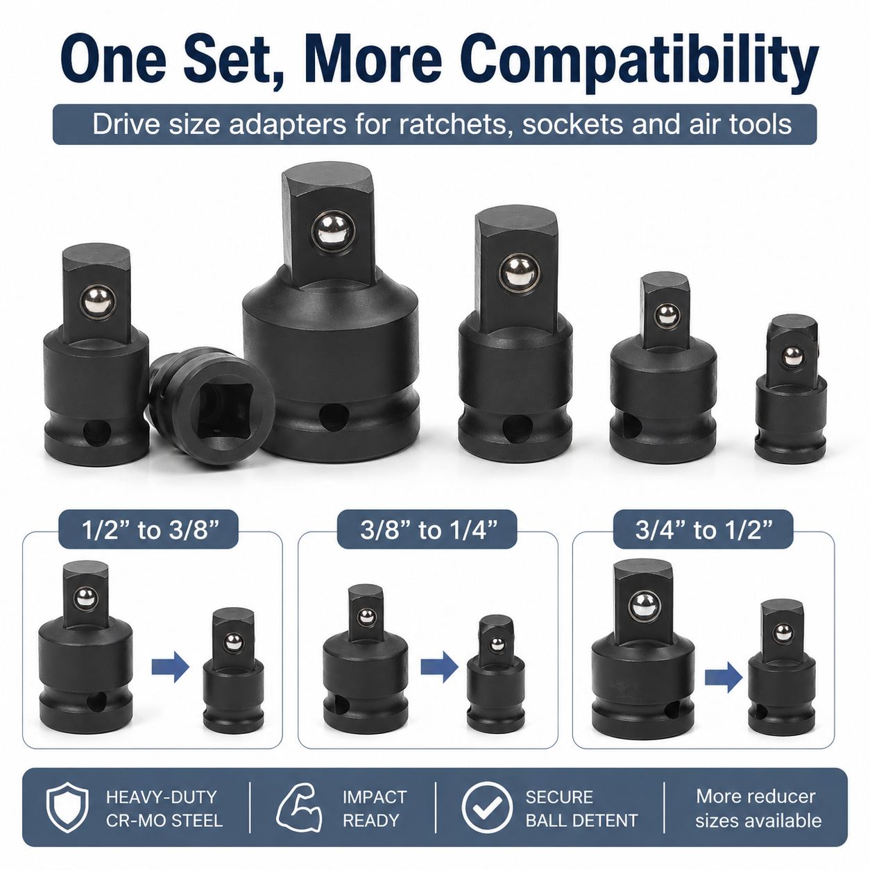 Socket Adapter Reducer Set 1/2 - Power Tools Pneumatic incelemesi ve fiyatı